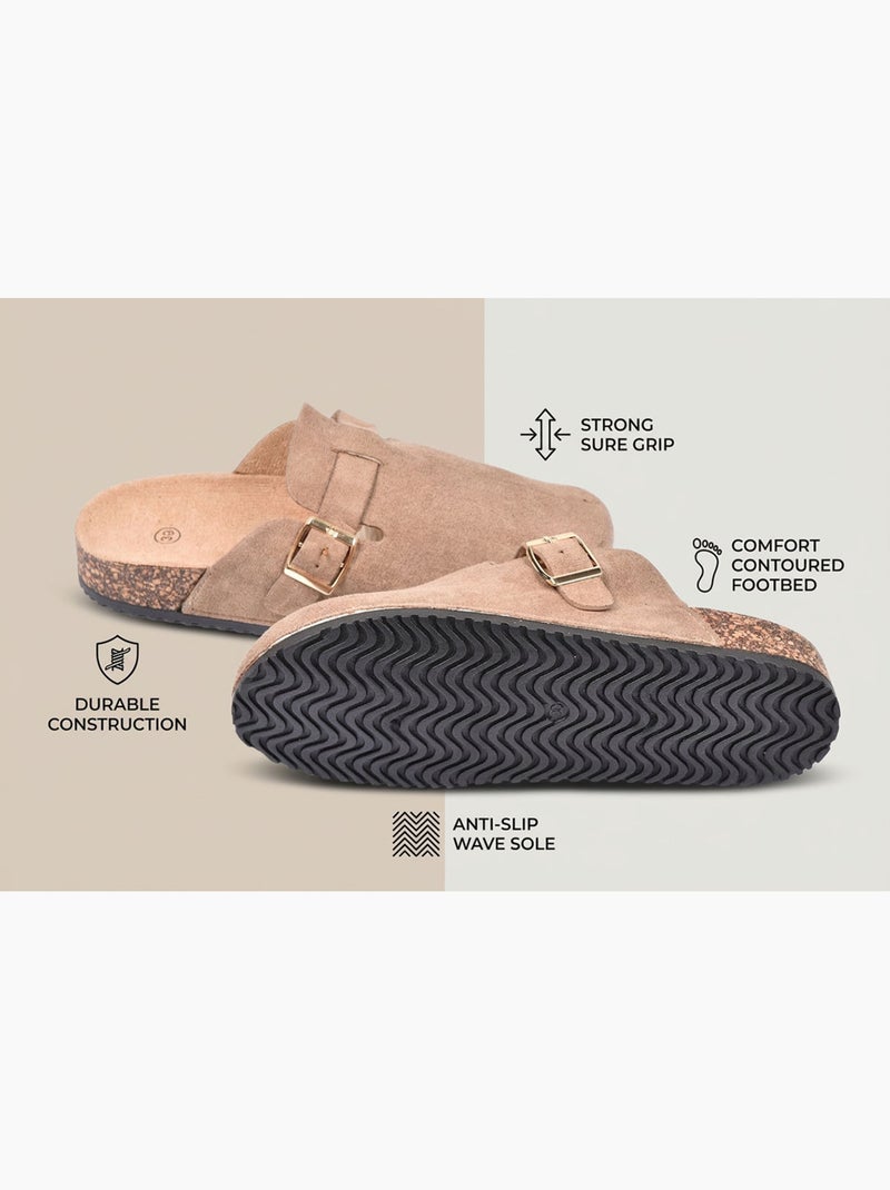 OZABI Sabots femme confort boucle ajustable semelle liège Taupe - Kiabi