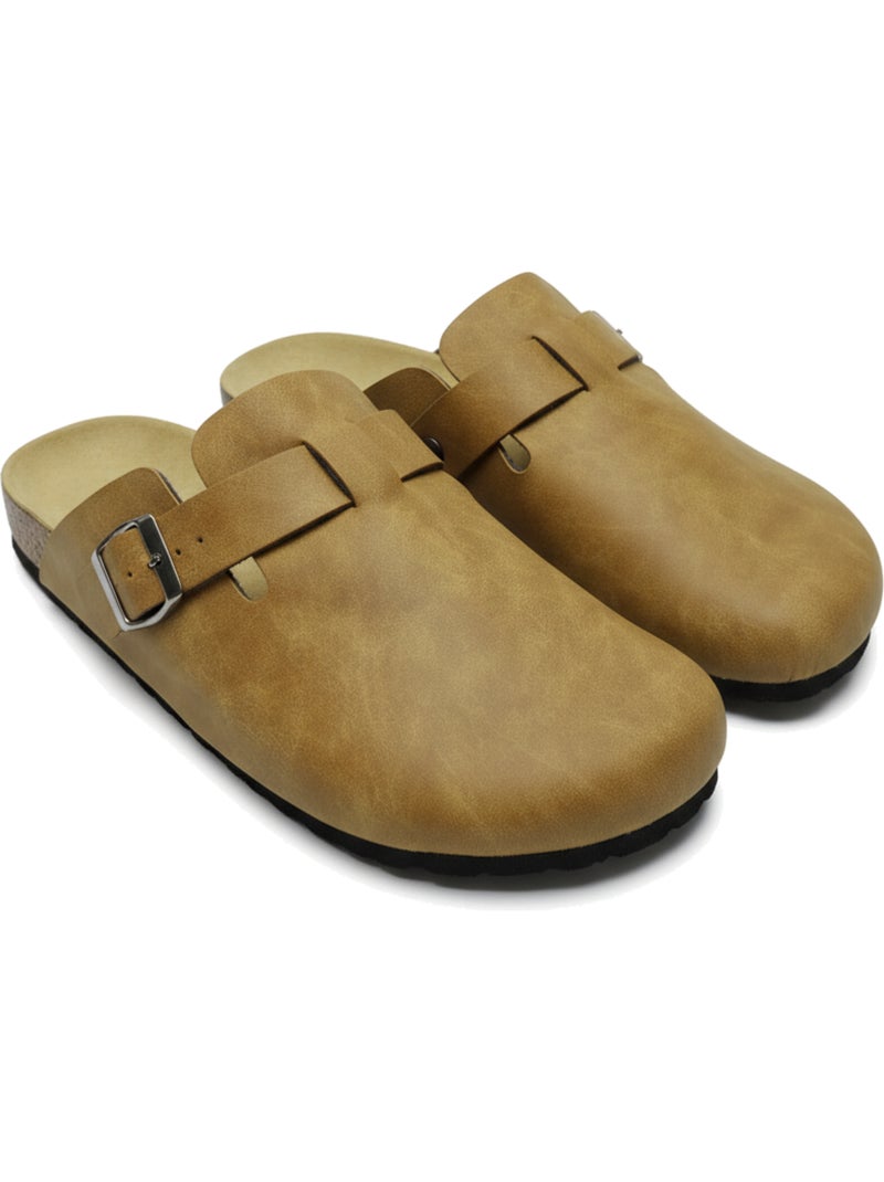 Ozabi sabots homme cuir synthétique boucle ajustable semelle liège Camel - Kiabi