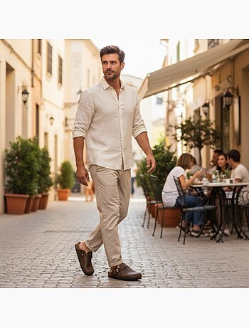 Ozabi sabots homme cuir synthétique boucle ajustable semelle liège