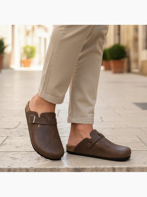 Ozabi sabots homme cuir synthétique boucle ajustable semelle liège - Kiabi Ozabi sabots homme cuir synthétique boucle ajustable semelle liège - Kiabi