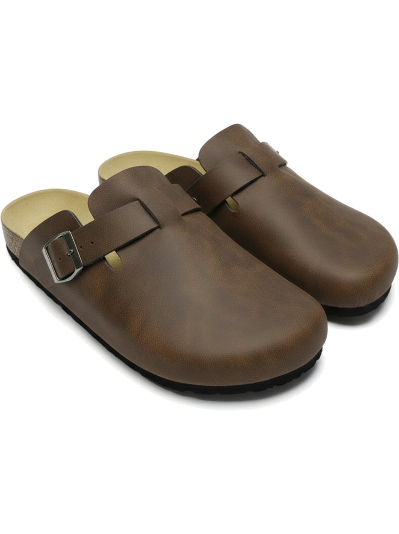 Ozabi sabots homme cuir synthétique boucle ajustable semelle liège Marron - Kiabi
