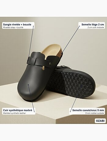 Ozabi sabots homme cuir synthétique boucle ajustable semelle liège