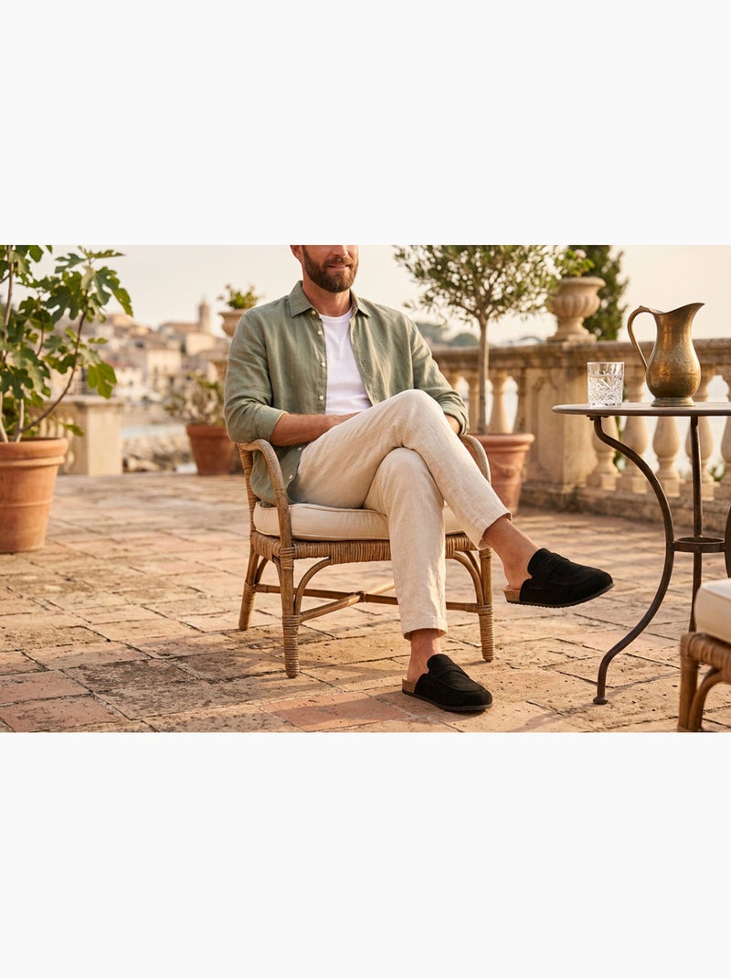 OZABI Sabots Homme Mule Fermée Confort Nubuck Noir - Kiabi