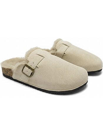 Ozabi sabots mules femme fourrées suédine boucle ajustable