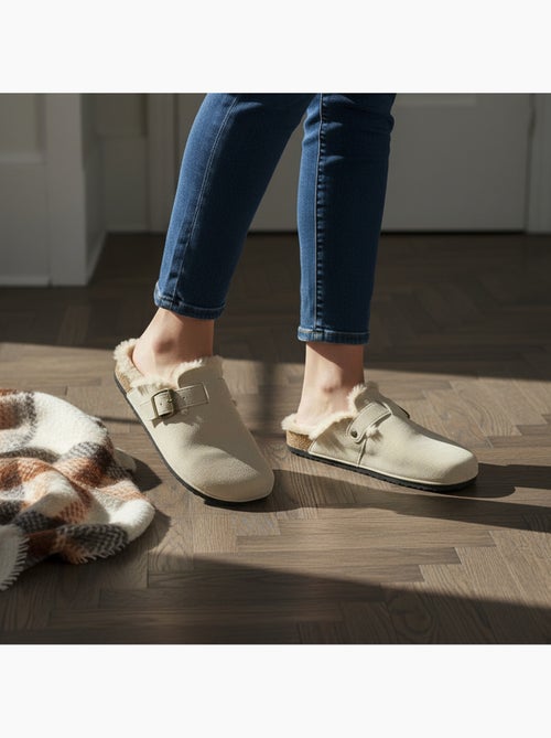 Ozabi sabots mules femme fourrées suédine boucle ajustable - Kiabi