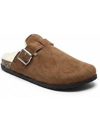 Ozabi sabots mules femme fourrées suédine boucle ajustable