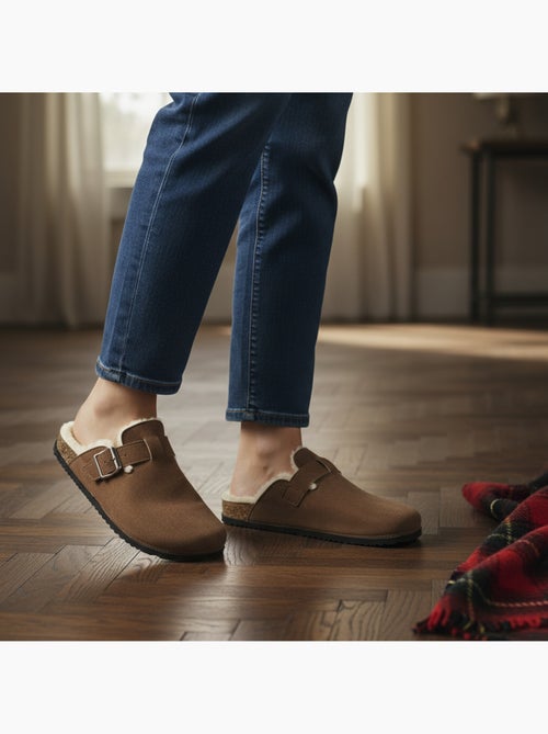 Ozabi sabots mules femme fourrées suédine boucle ajustable - Kiabi