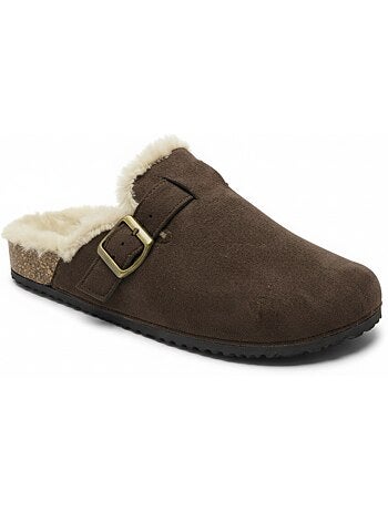 Ozabi sabots mules femme fourrées suédine boucle ajustable