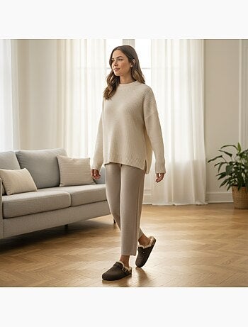 Ozabi sabots mules femme fourrées suédine boucle ajustable