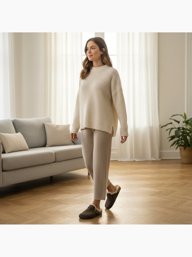 Ozabi sabots mules femme fourrées suédine boucle ajustable Marron - Kiabi
