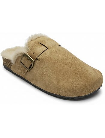 Ozabi sabots mules femme fourrées suédine boucle ajustable