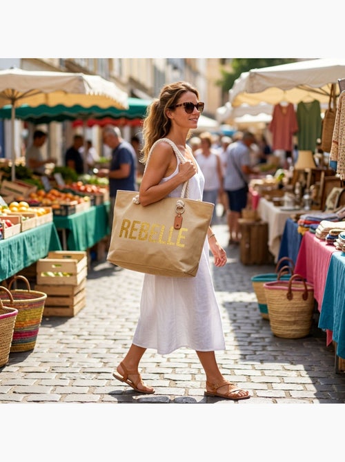 OZABI Sac de Plage Femme Jute Synthétique – Message Pailleté – Cordage - Kiabi OZABI Sac de Plage Femme Jute Synthétique – Message Pailleté – Cordage - Kiabi