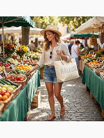 OZABI Sac de Plage Femme Jute Synthétique – Message Pailleté – Cordage