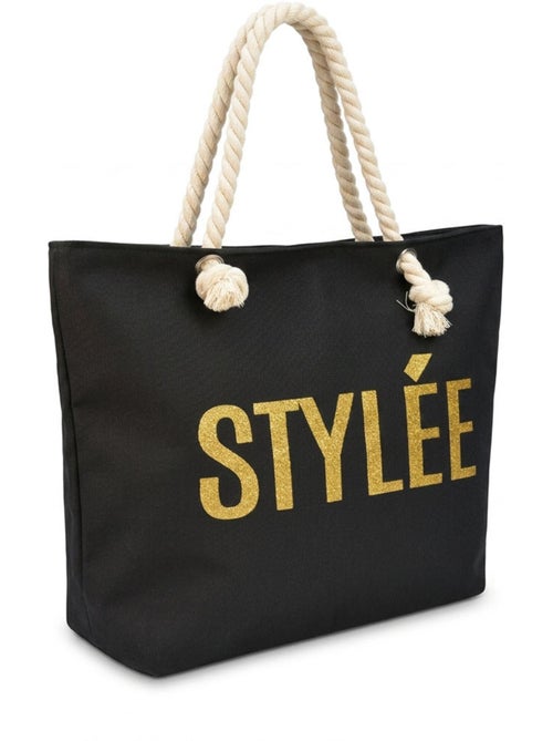 OZABI Sac de Plage Femme Jute Synthétique – Message Pailleté – Cordage - Kiabi