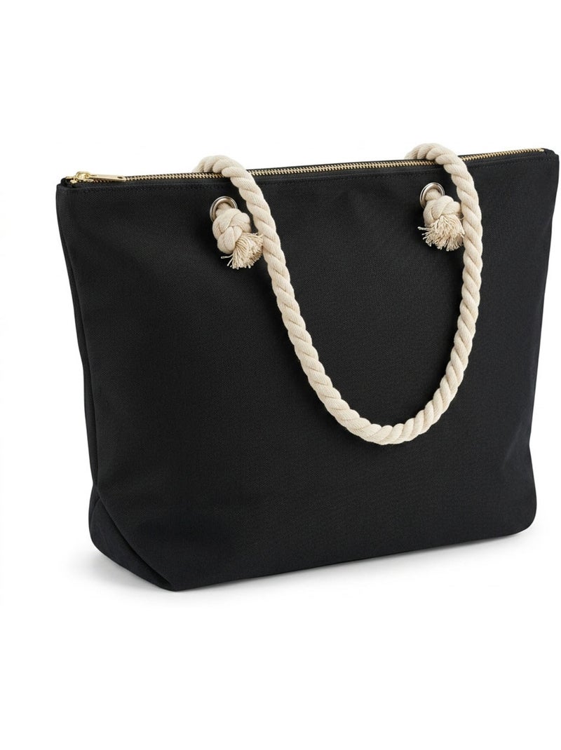 OZABI Sac de Plage Femme Jute Synthétique – Message Pailleté – Cordage Noir - Kiabi