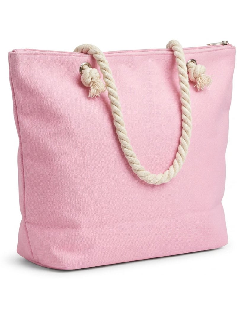OZABI Sac de Plage Femme Jute Synthétique – Message Pailleté – Cordage Rose - Kiabi