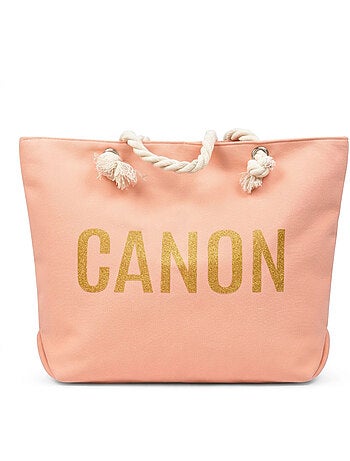 OZABI Sac de Plage Femme Jute Synthétique – Message Pailleté – Cordage