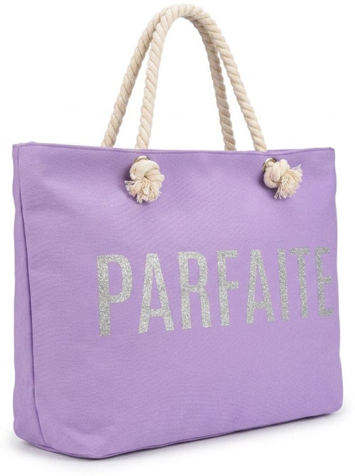 OZABI Sac de Plage Femme Jute Synthétique – Message Pailleté – Cordage - Kiabi