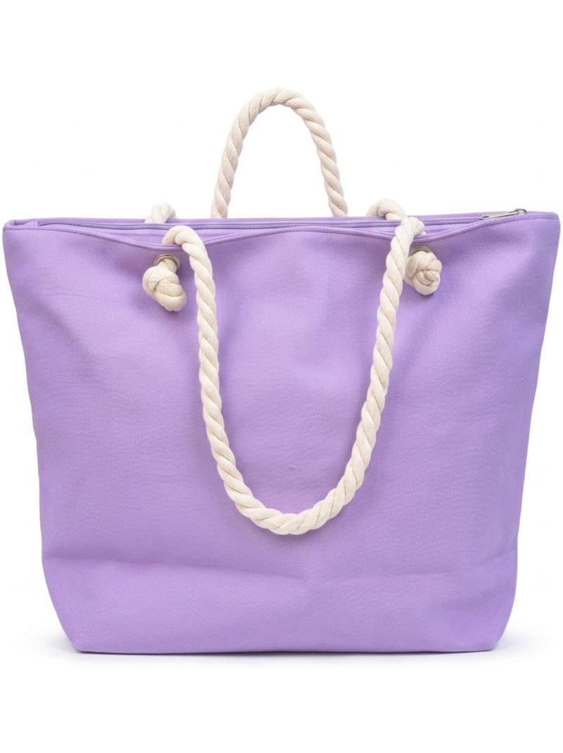 OZABI Sac de Plage Femme Jute Synthétique – Message Pailleté – Cordage Violet - Kiabi