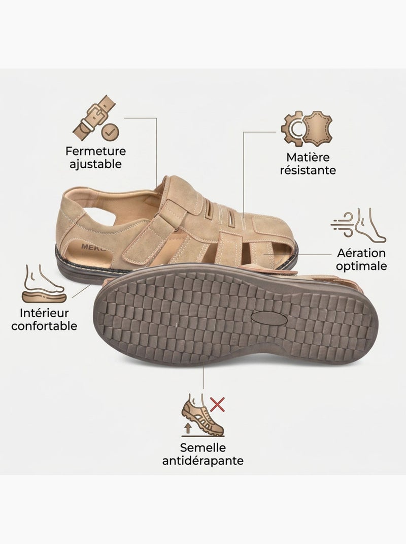 OZABI Sandales fermees homme confort ete aerées Beige argile - Kiabi