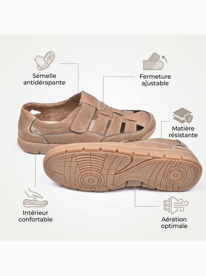 OZABI Sandales fermees homme confort ete aerées Camel - Kiabi