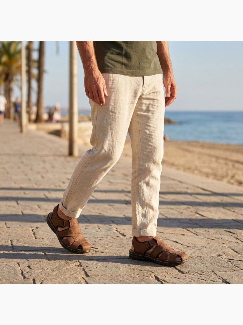 OZABI Sandales fermees homme confort ete aerées Marron chocolat - Kiabi