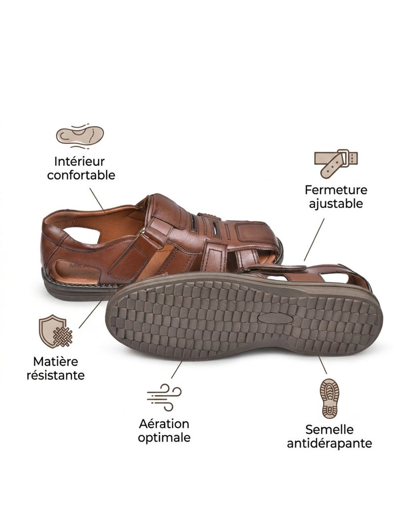 OZABI Sandales fermees homme confort ete aerées Marron - Kiabi