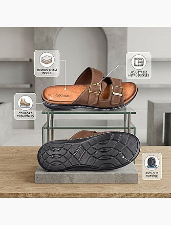 OZABI Sandales homme boucles réglables confort été