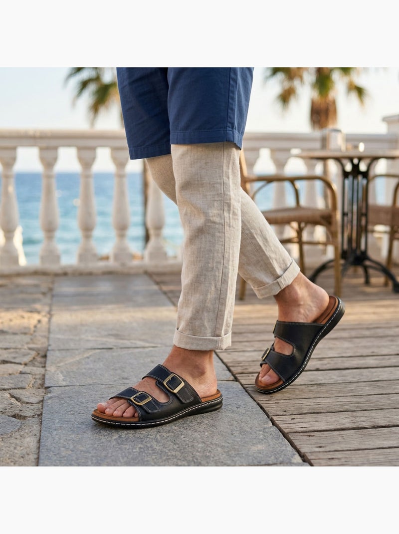OZABI Sandales homme boucles réglables confort été Noir - Kiabi