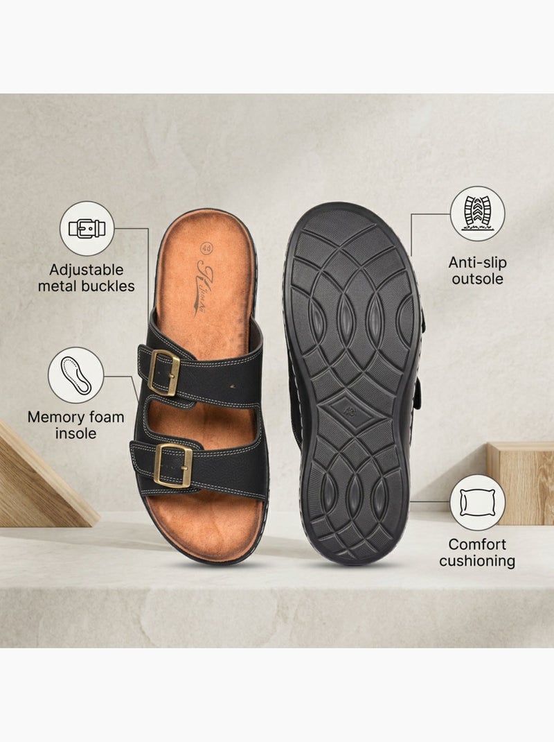 OZABI Sandales homme boucles réglables confort été Noir - Kiabi