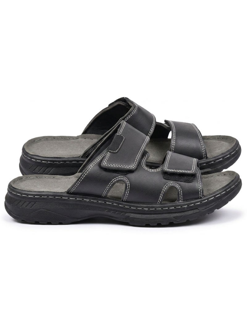 OZABI Sandales Homme Confort Double Scratch Antidérapantes Été Noir - Kiabi