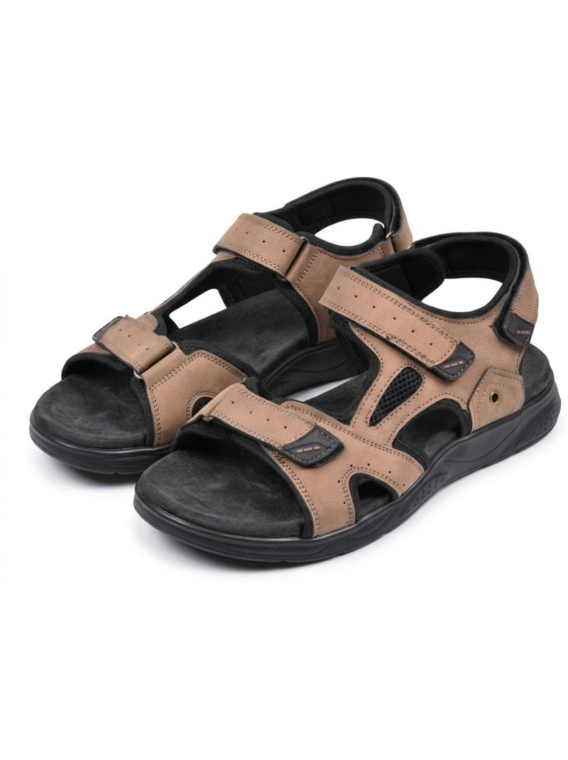 OZABI Sandales homme confort marche réglables semelle antidérapante Marron caramel - Kiabi