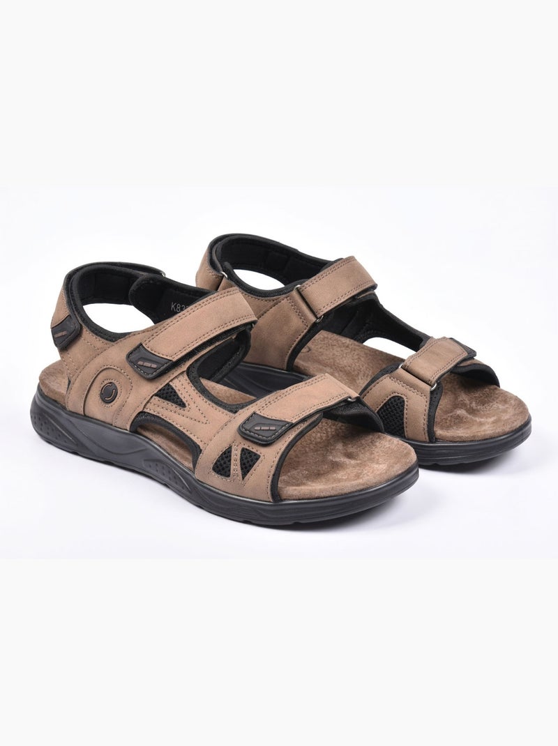 OZABI Sandales homme confort marche réglables semelle antidérapante Marron glacé - Kiabi