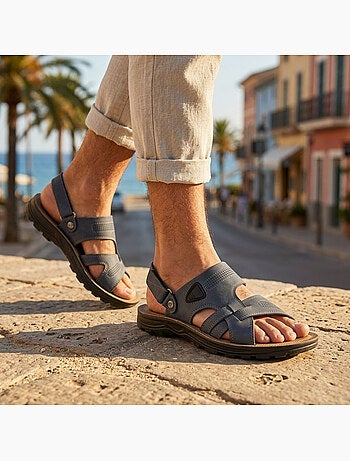 OZABI Sandales Homme Confort Semelle Souple Antiderapante Scratch