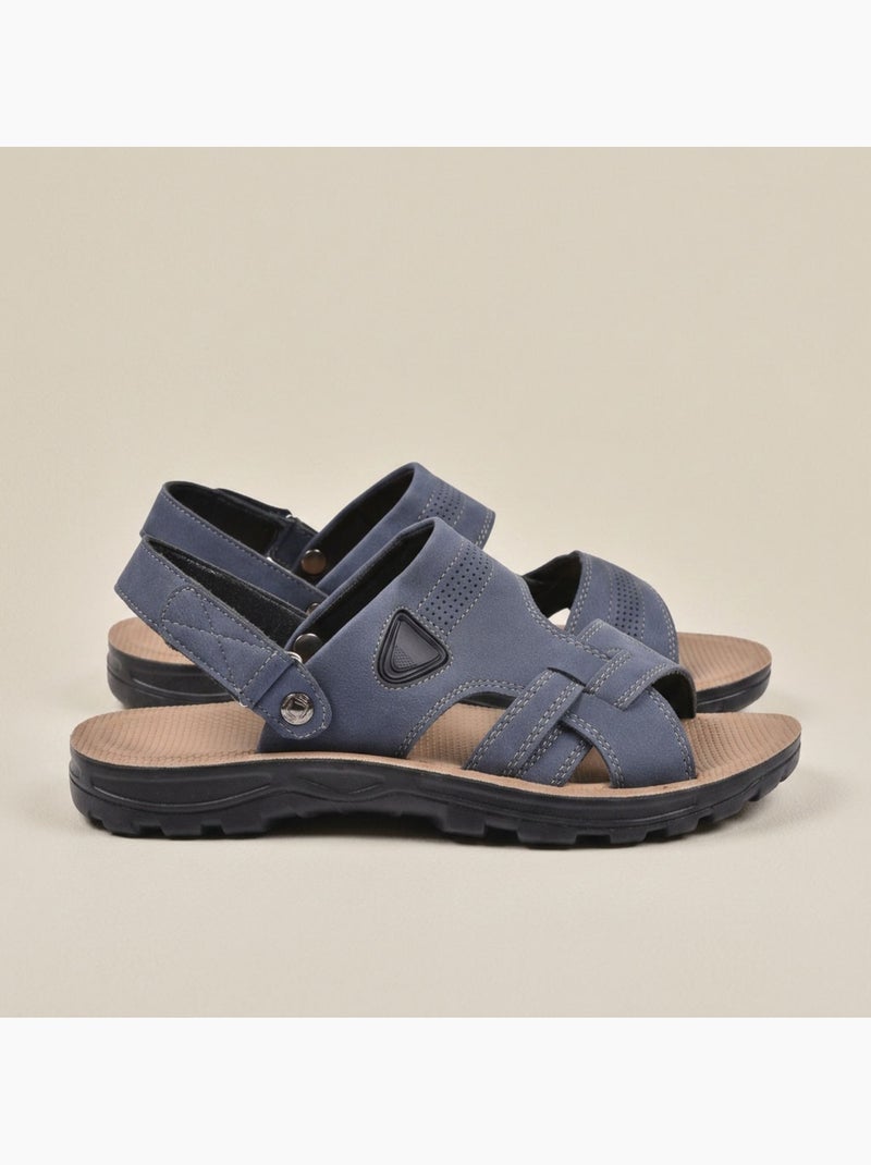 OZABI Sandales Homme Confort Semelle Souple Antiderapante Scratch Bleu - Kiabi