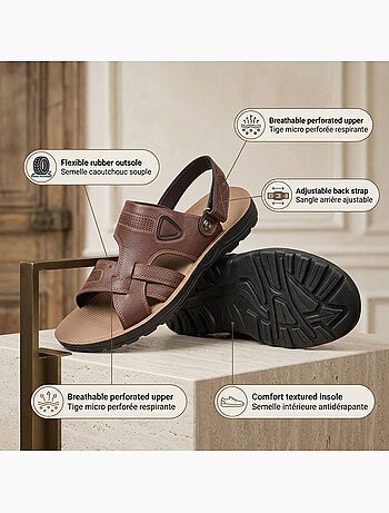 OZABI Sandales Homme Confort Semelle Souple Antiderapante Scratch
