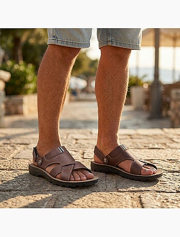 OZABI Sandales Homme Confort Semelle Souple Antiderapante Scratch