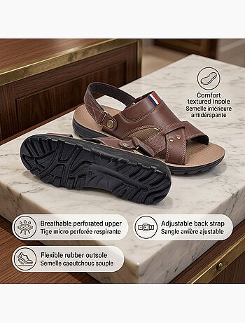 OZABI Sandales Homme Confort Semelle Souple Antiderapante Scratch