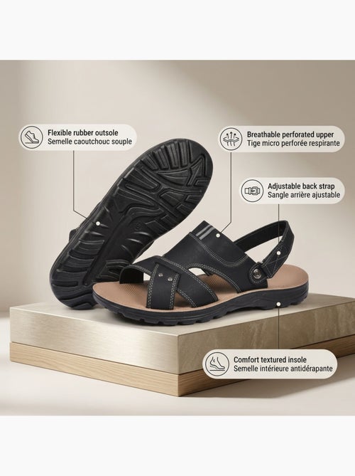 OZABI Sandales Homme Confort Semelle Souple Antiderapante Scratch - Kiabi