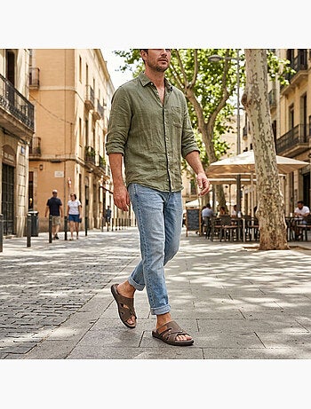 OZABI Sandales homme croisées confort scratch été