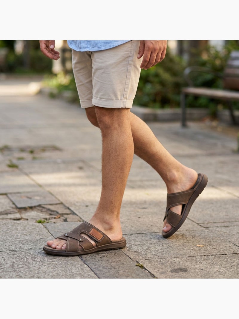 OZABI Sandales homme croisées confort scratch été Marron - Kiabi