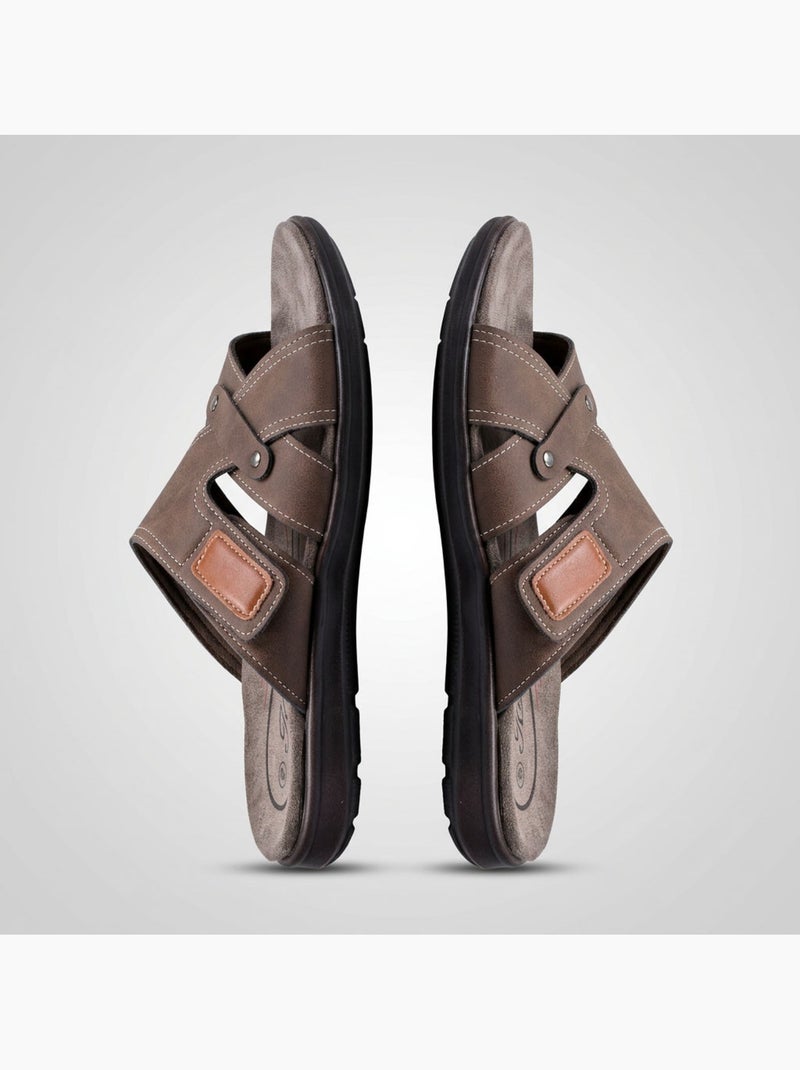 OZABI Sandales homme croisées confort scratch été Marron - Kiabi