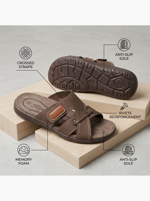 OZABI Sandales homme croisées confort scratch été - Kiabi
