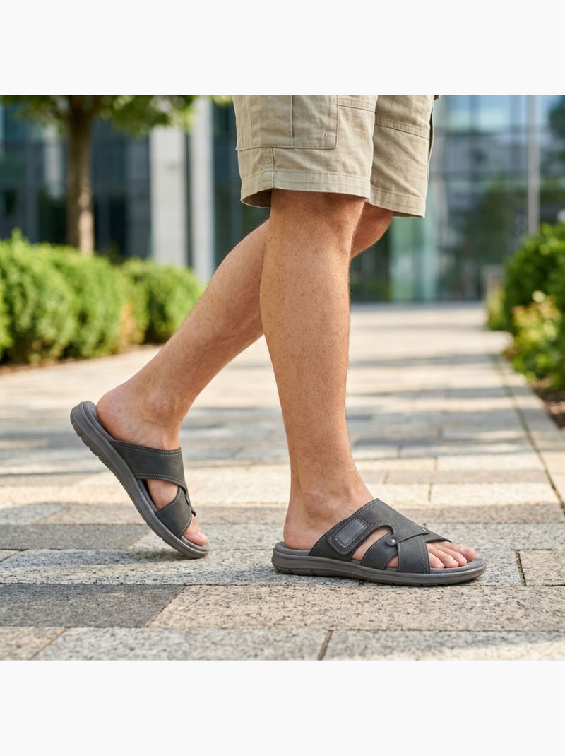 OZABI Sandales homme croisées confort scratch été Noir - Kiabi