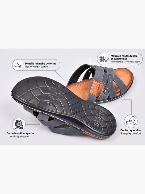OZABI Sandales homme sangles croisées confort mémoire de forme - Kiabi