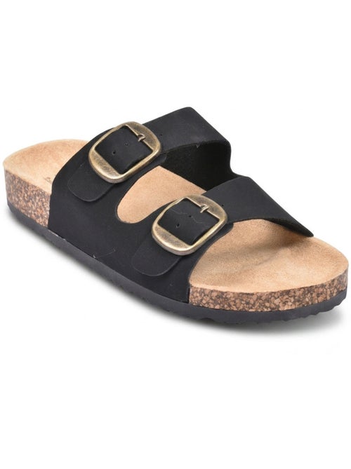 OZABI Sandales Mule 2 Boucles Nubuck Noir Beige Camel - Kiabi