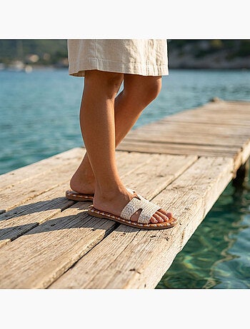 OZABI Sandales Slide H Tressage Vacances 2 Coloris