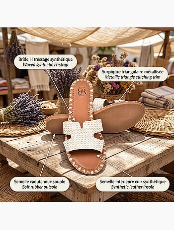 OZABI Sandales Slide H Tressage Vacances 2 Coloris