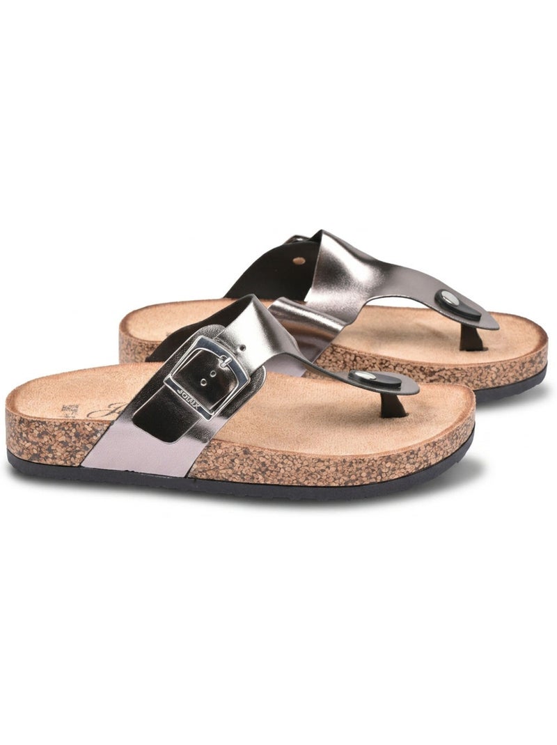 OZABI Sandales Tong Boucle Nubuck Métal Camel Argent Bronze Bronze - Kiabi