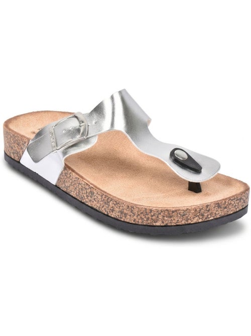 OZABI Sandales Tong Boucle Nubuck Métal Camel Argent Bronze - Kiabi OZABI Sandales Tong Boucle Nubuck Métal Camel Argent Bronze - Kiabi